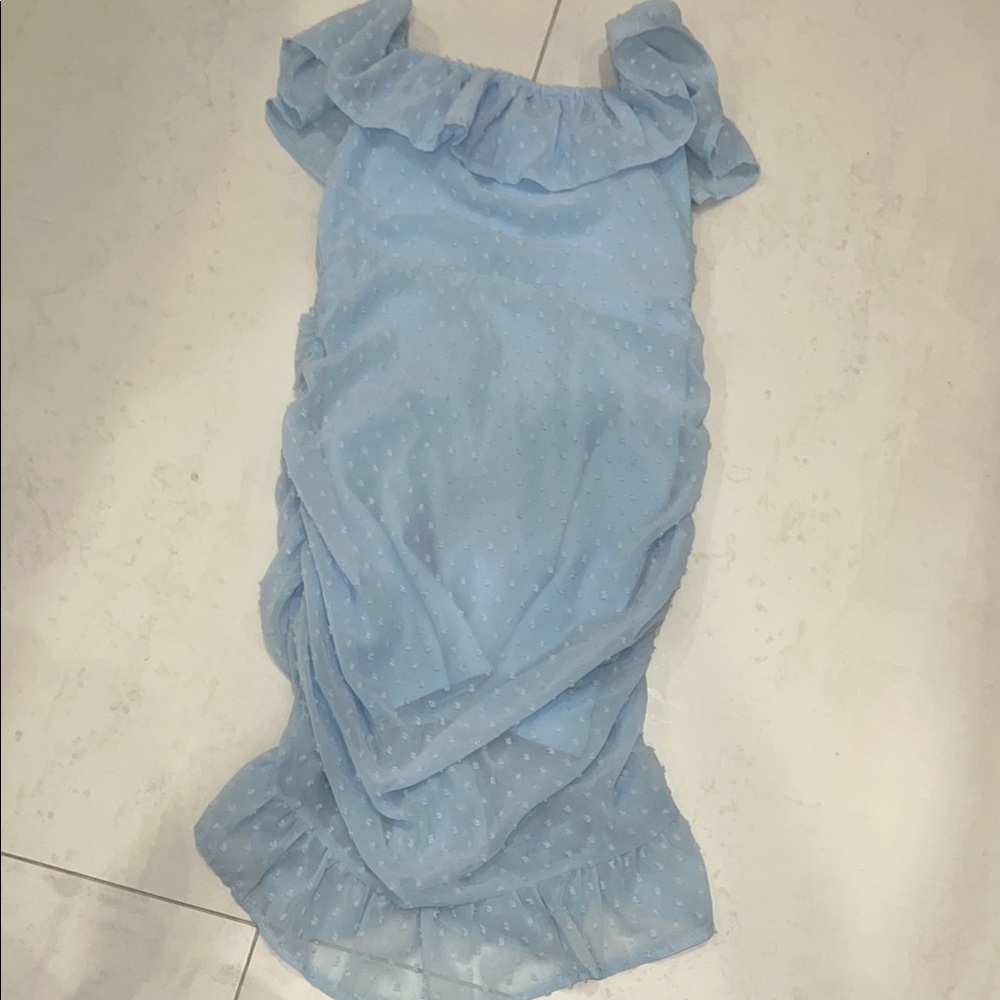 Elegant Blue Ruffled Dress